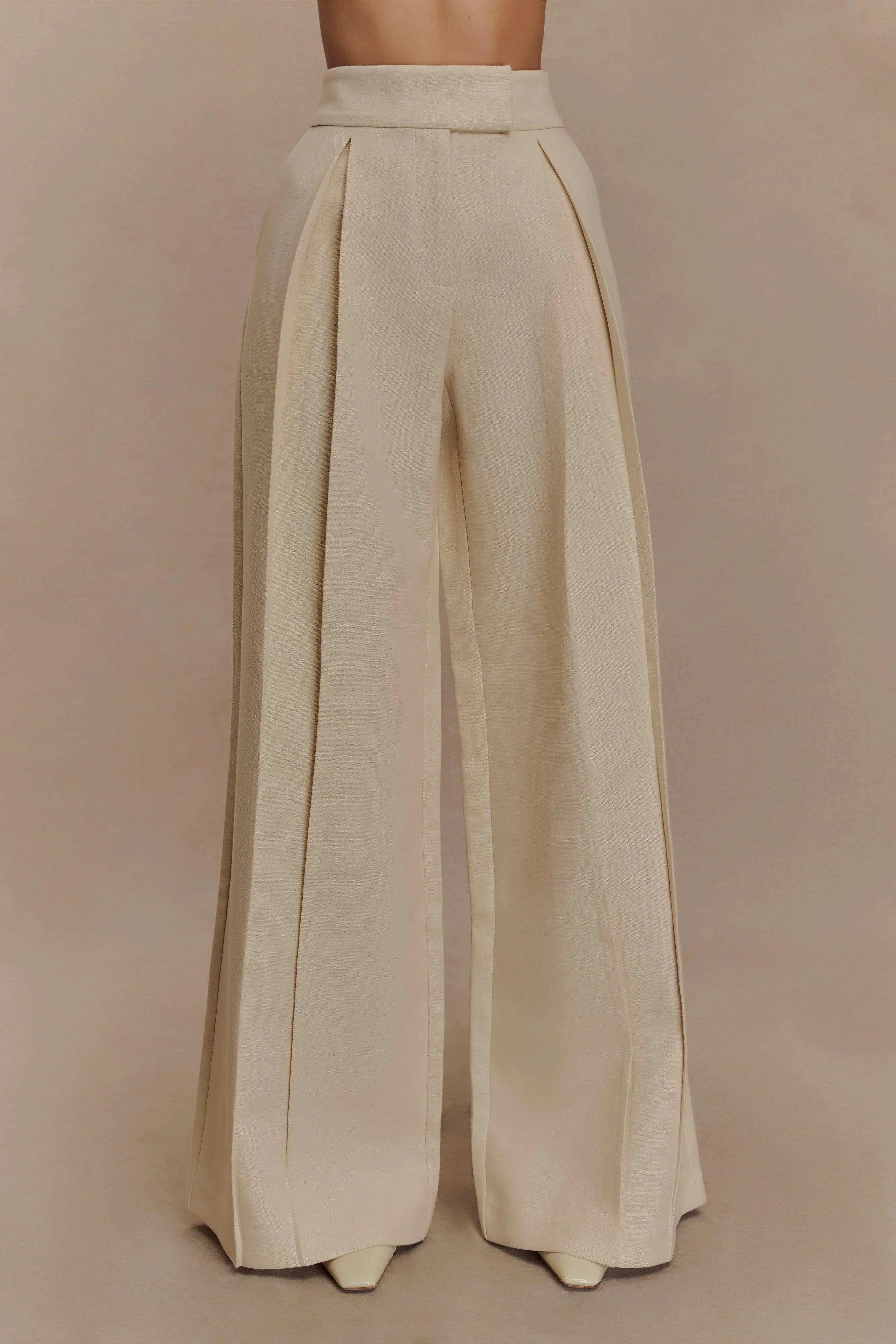 Raya Mid Rise Wide Leg Linen Pant Natural Beige