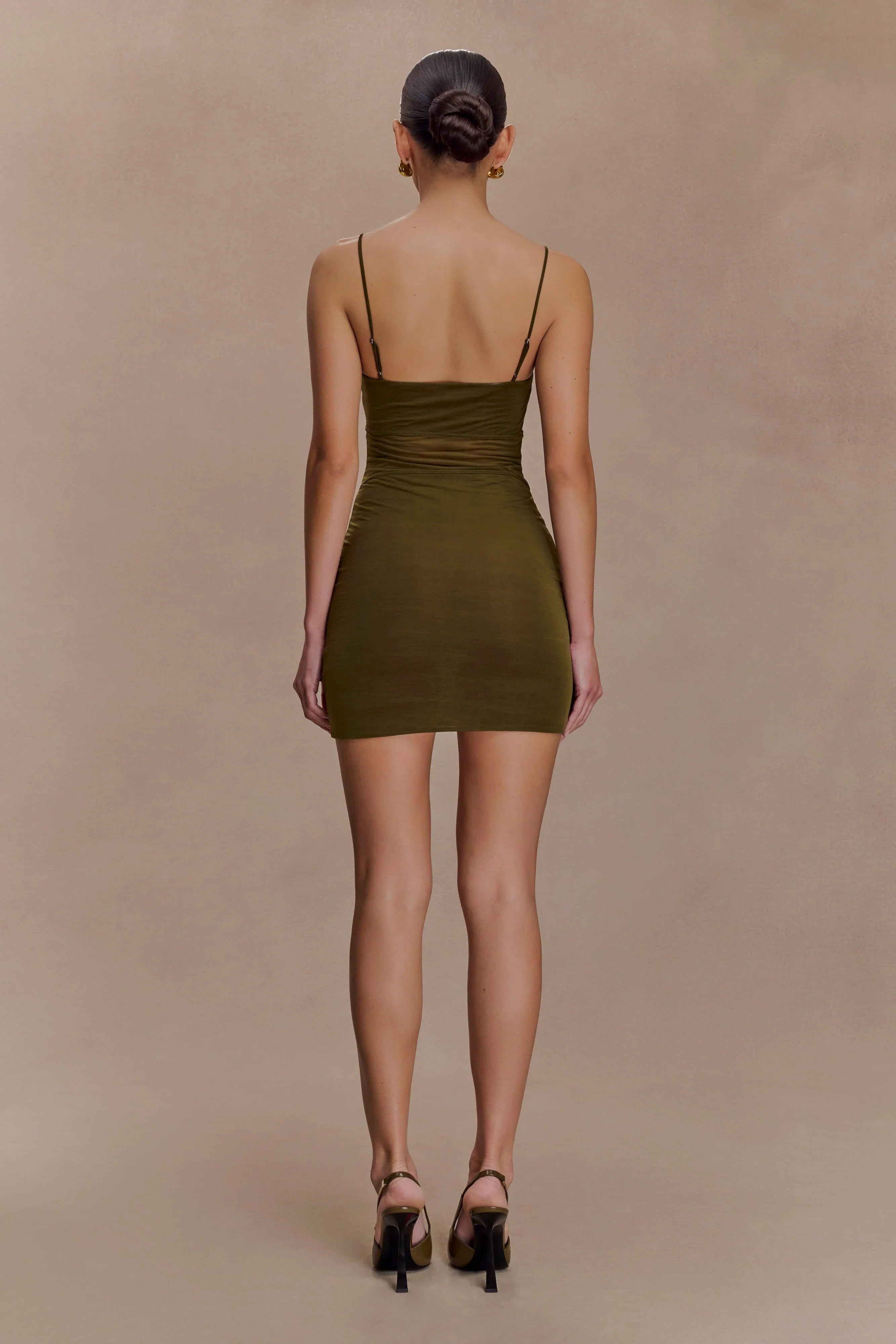 Maryk Mesh Mini Dress Khaki