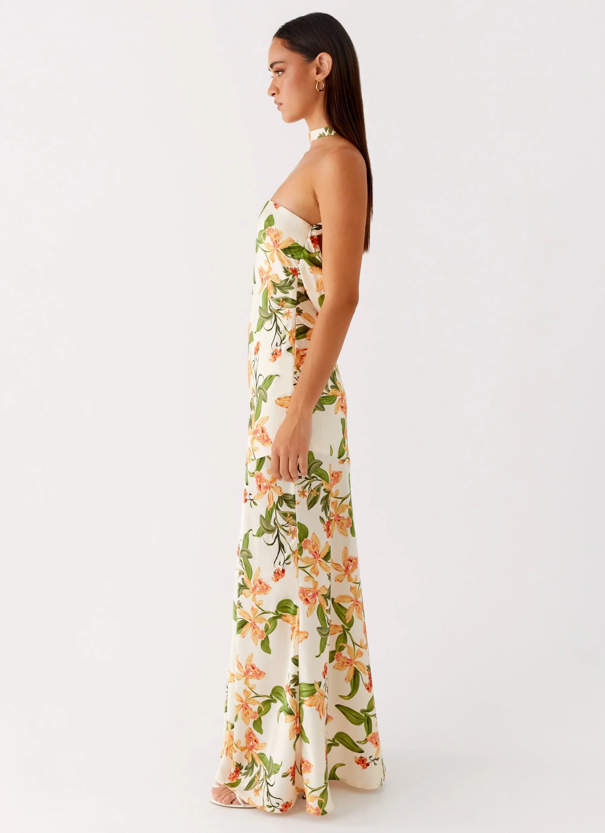 Damali Satin Maxi Dress Floral Print