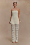 Trena Crochet Knit Pants Ivory