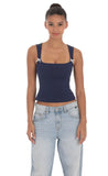 Double Bow Top in Navy