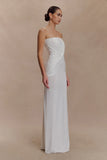 Mirren Strapless Slinky Maxi Dress White