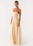 Jacinda Drop Waist Maxi Dress Cream