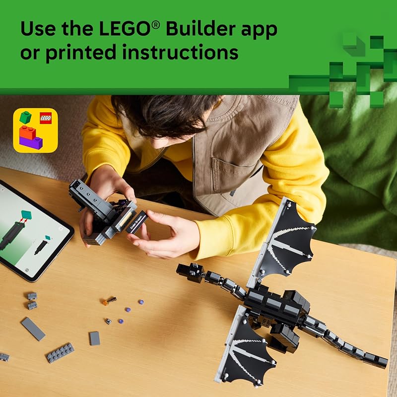 LEGO Minecraft The Ender Dragon 21595 Building Toys for Boys Girls Ages 10 Display Set for Bedroom W Stand 710 pieces Gift for Gamers