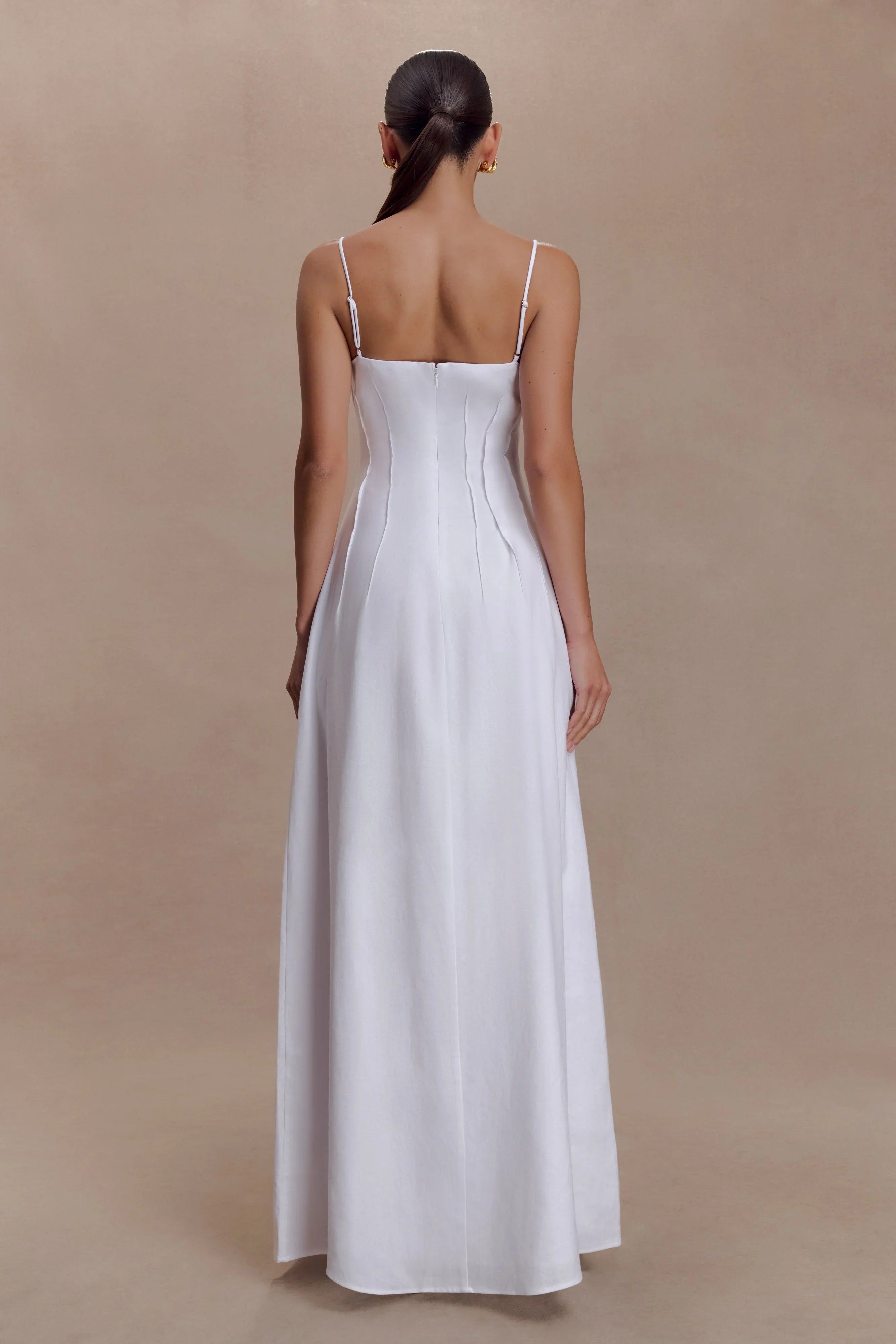 Sofie Pintuck Linen Maxi Dress White