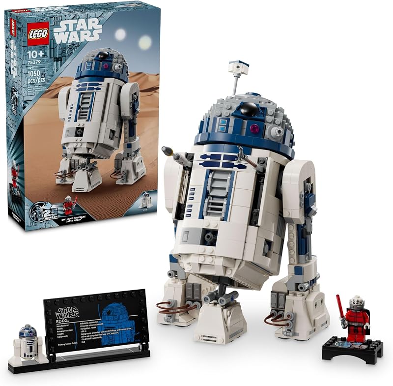 LEGO Star Wars R2 D2 Building Toy Set Play or Display Star Wars Toy for Boys Girls Ages 10 Gift Ideas for Kids Fans Includes 25th Anniversary Darth Malak Minifigure 75379