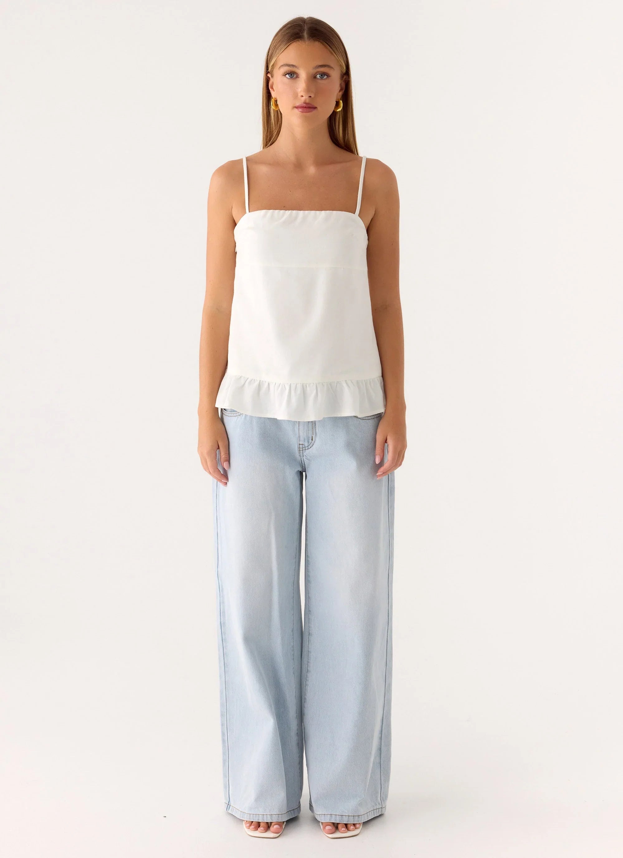 Lucie Mae Linen Top White