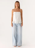 Lucie Mae Linen Top White