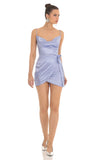 Satin Wrap Dress in Baby Blue