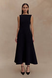 Callista Crepe A Line Midi Dress Black