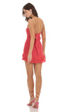 Crepe Ruched Bodycon Dress in Coral