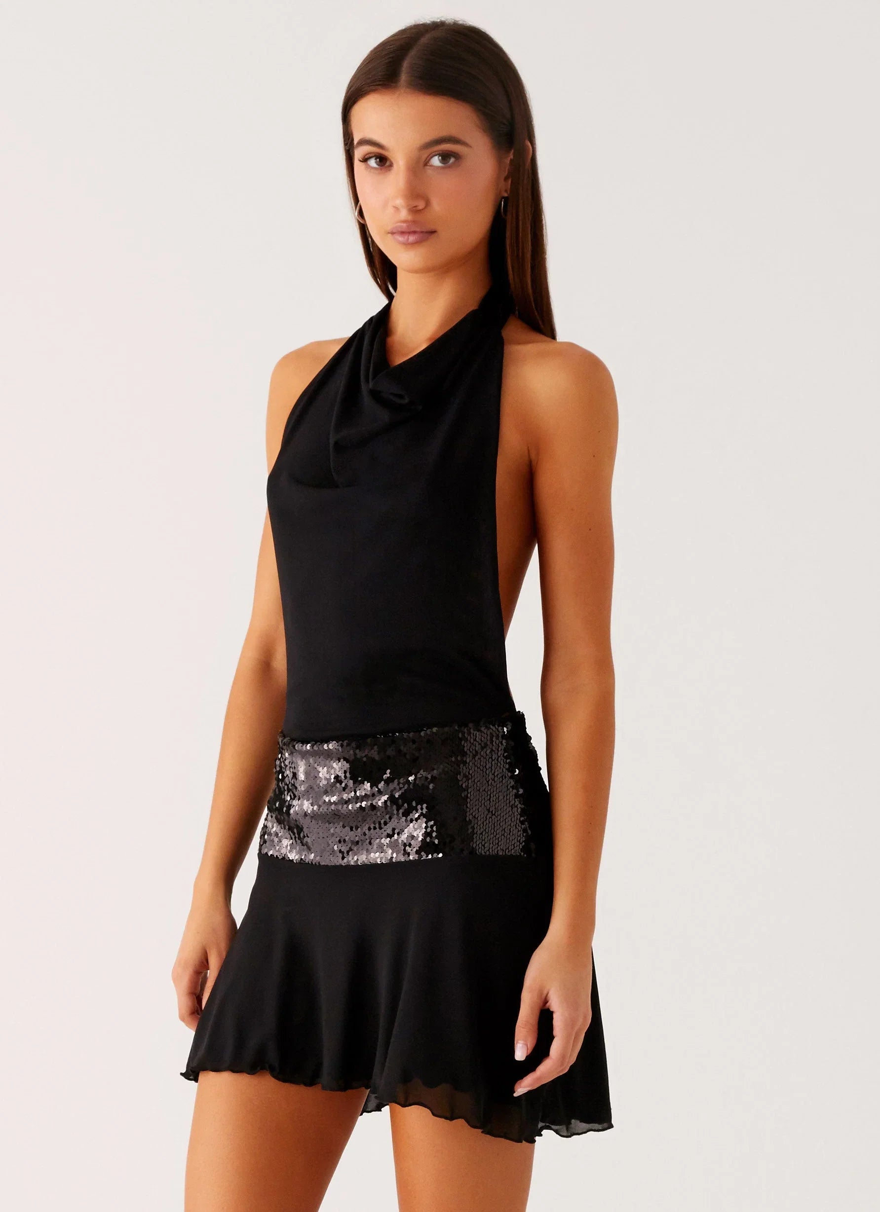 Kelsey Sequin Mini Dress Black