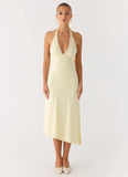 Illuminate Halter Midi Dress Butter Yellow