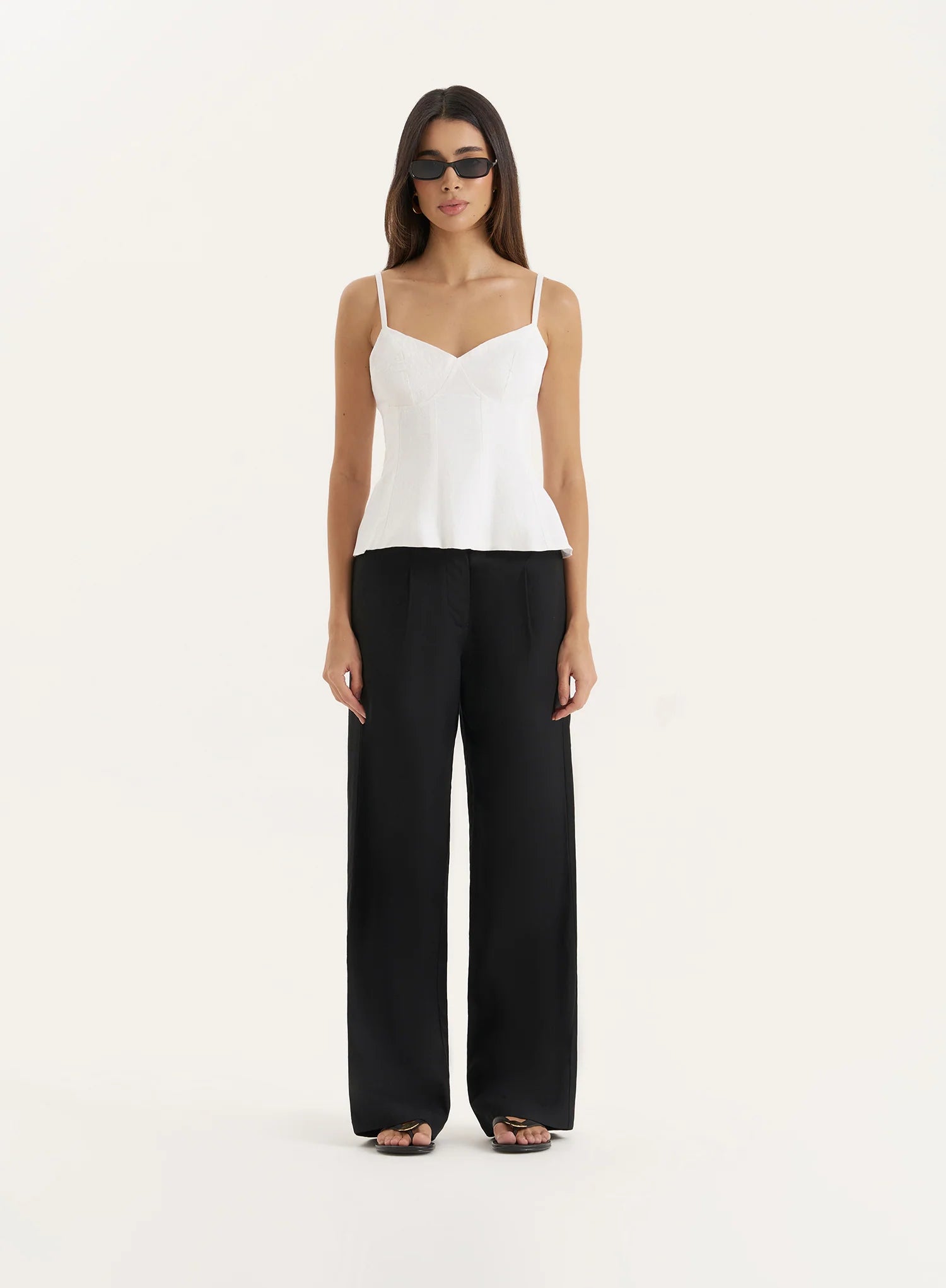 White Structured Cami Peplum Top