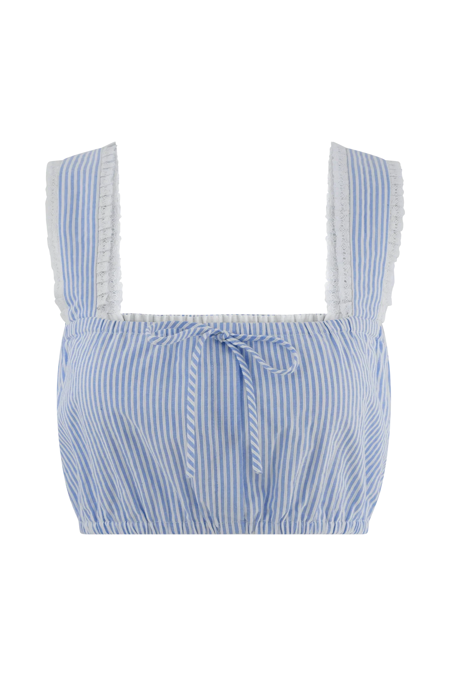 Gretel Sleeveless Crop Top Blue Pinstripe