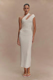 Anastasia One Shoulder Modal Midi Dress Ivory