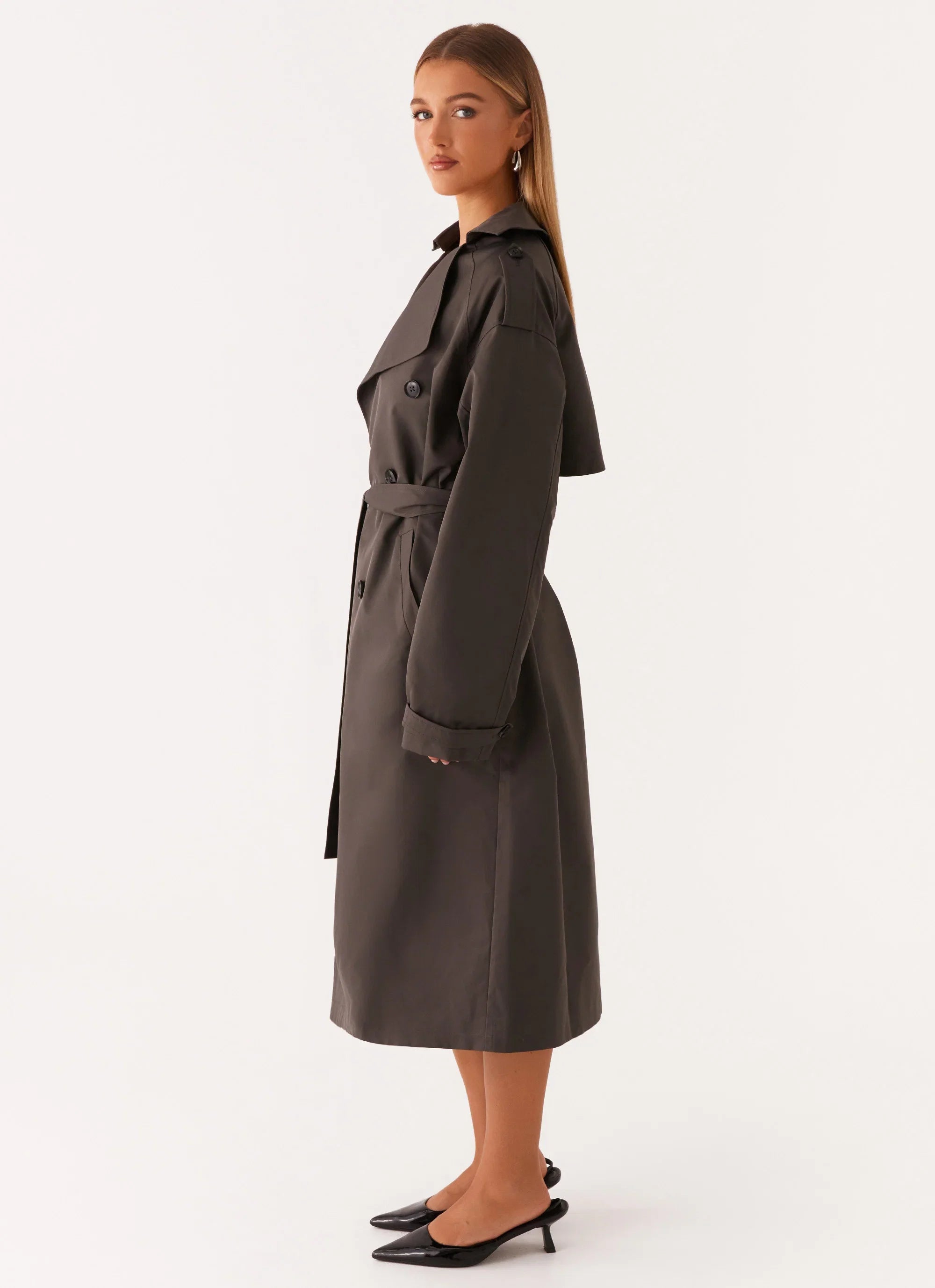 Brighton Oversized Trench Coat Grey