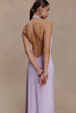 Genie Slinky Halter Midi Dress Lilac