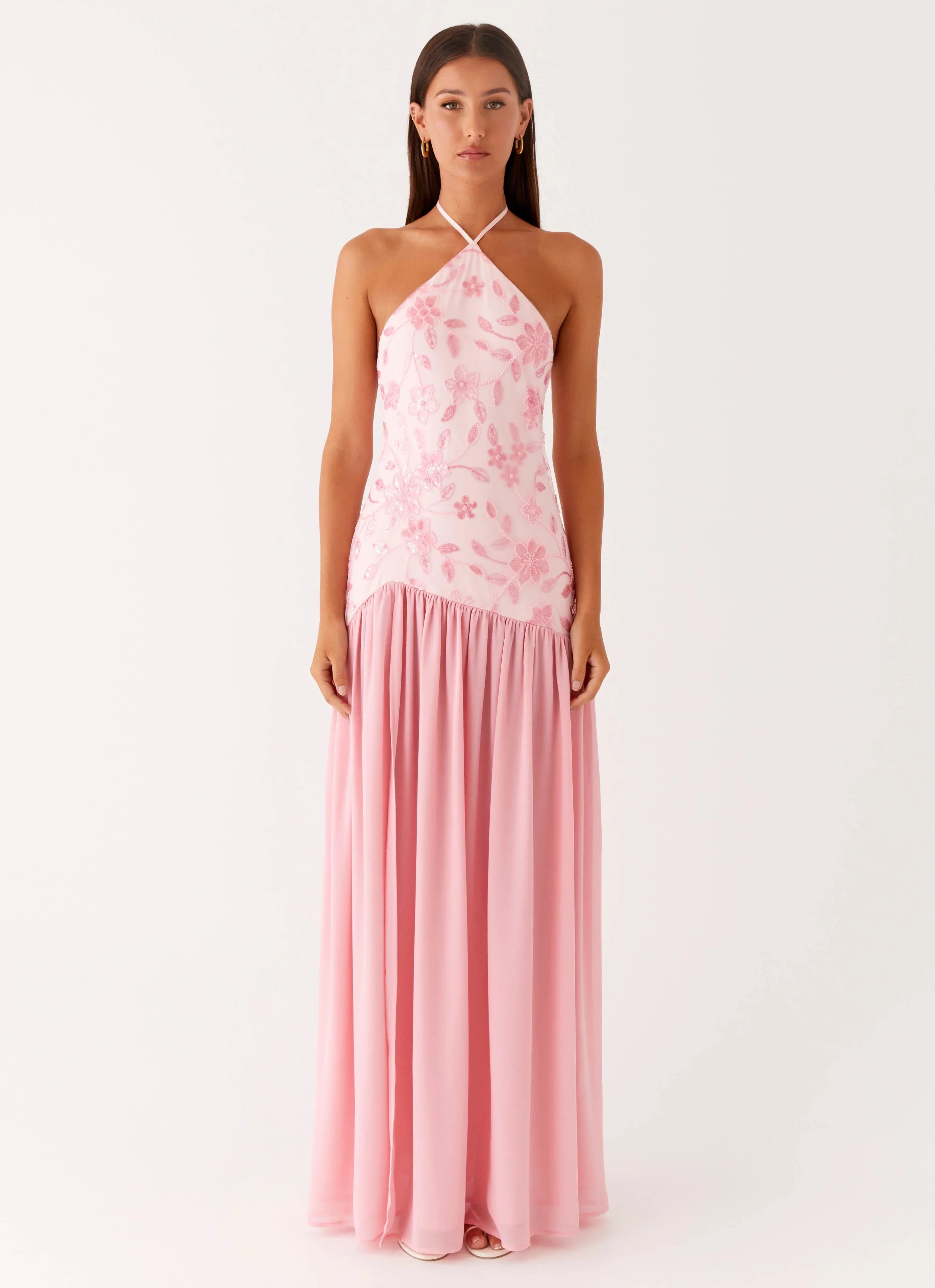 Janelle Beaded Maxi Dress Pink