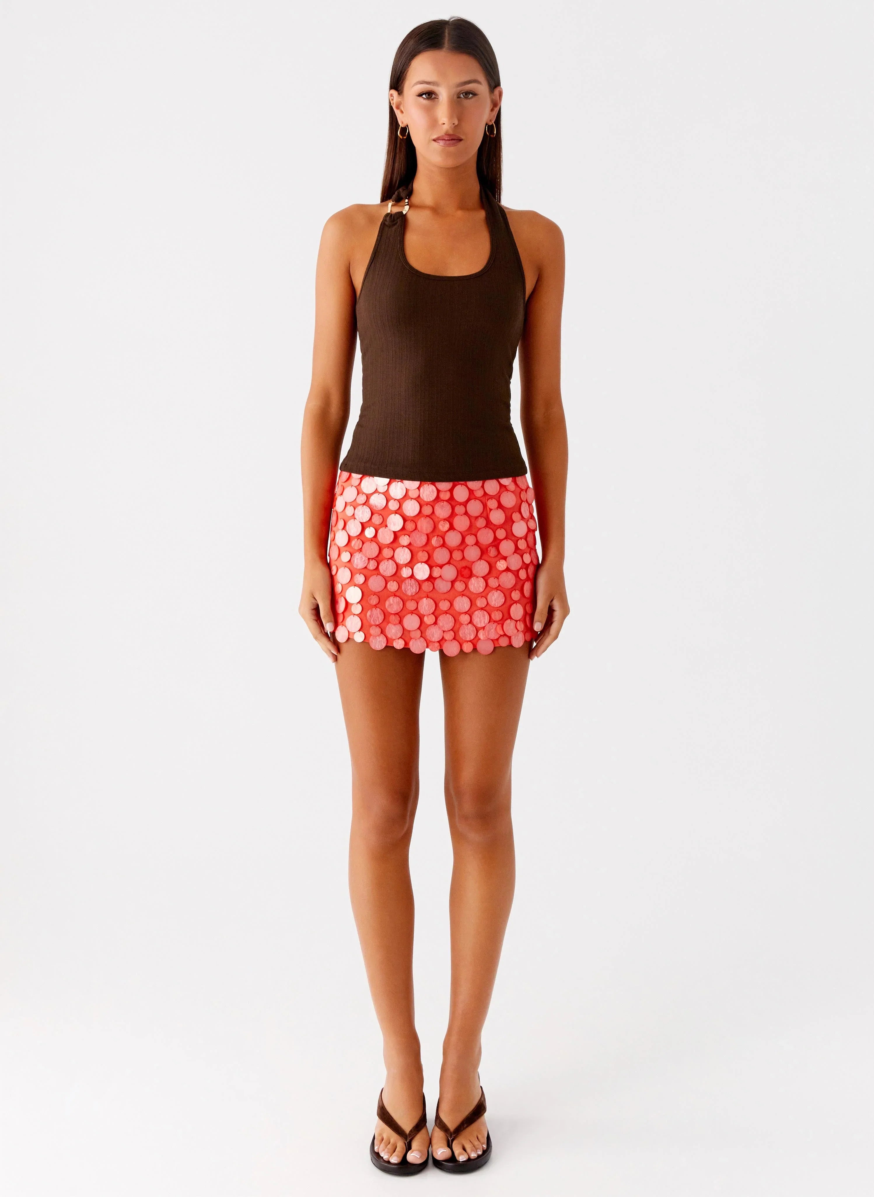 Movie Star Mini Skirt Mandarin Red