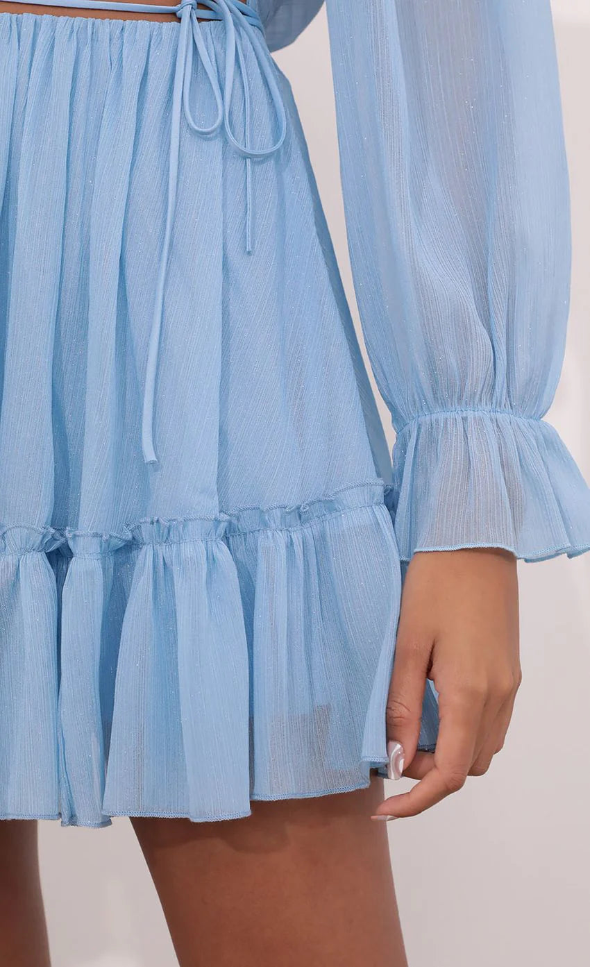 Cutout Off The Shoulder Dress in Sky Blue