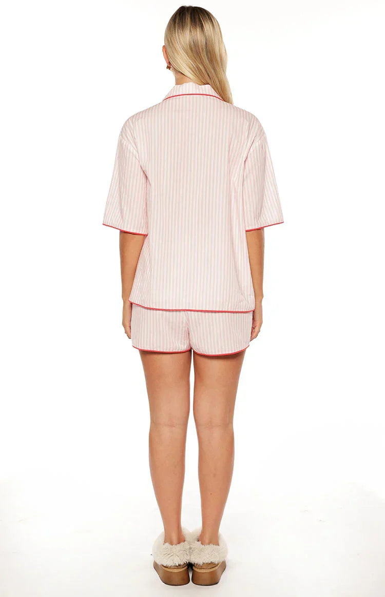 Alexea Pink Stripe Pajama Shorts