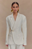 Jameson Cinched Linen Blazer Oat Marle