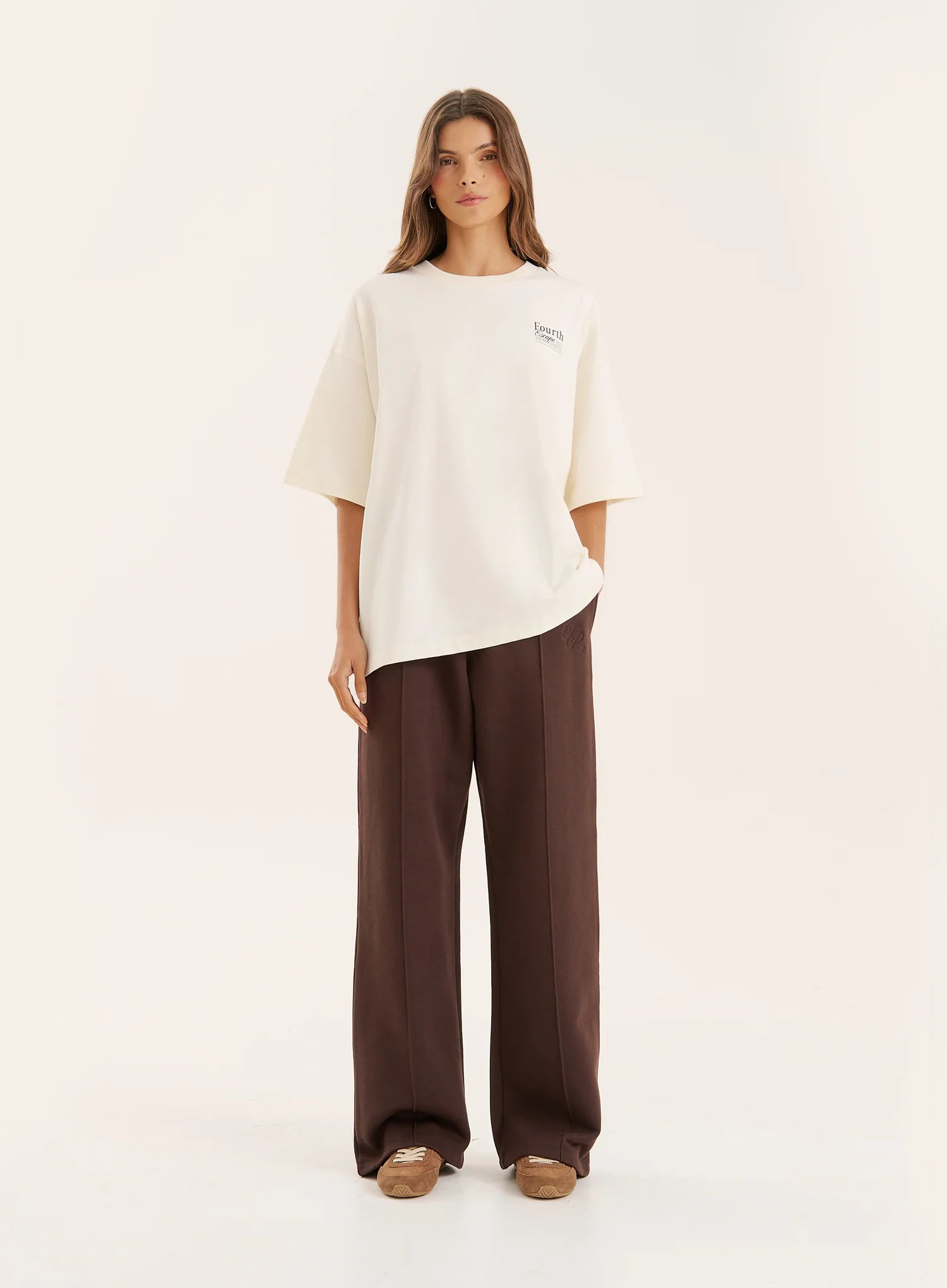 Chocolate 4th Wide Leg Branded Heavyweight Joggers