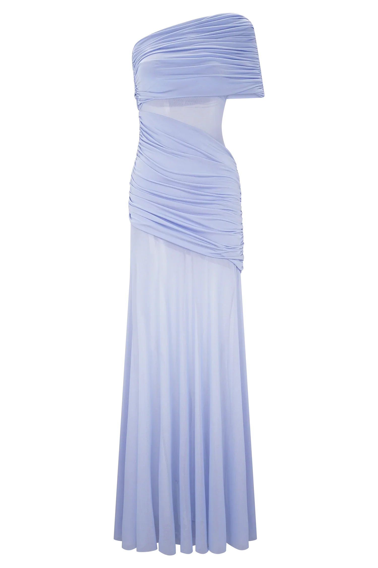 Dallas One Shoulder Mesh Maxi Dress Lavender