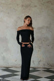 Judy Slinky And Mesh Maxi Skirt Black