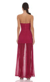 Mesh Strapless Maxi Dress in Magenta