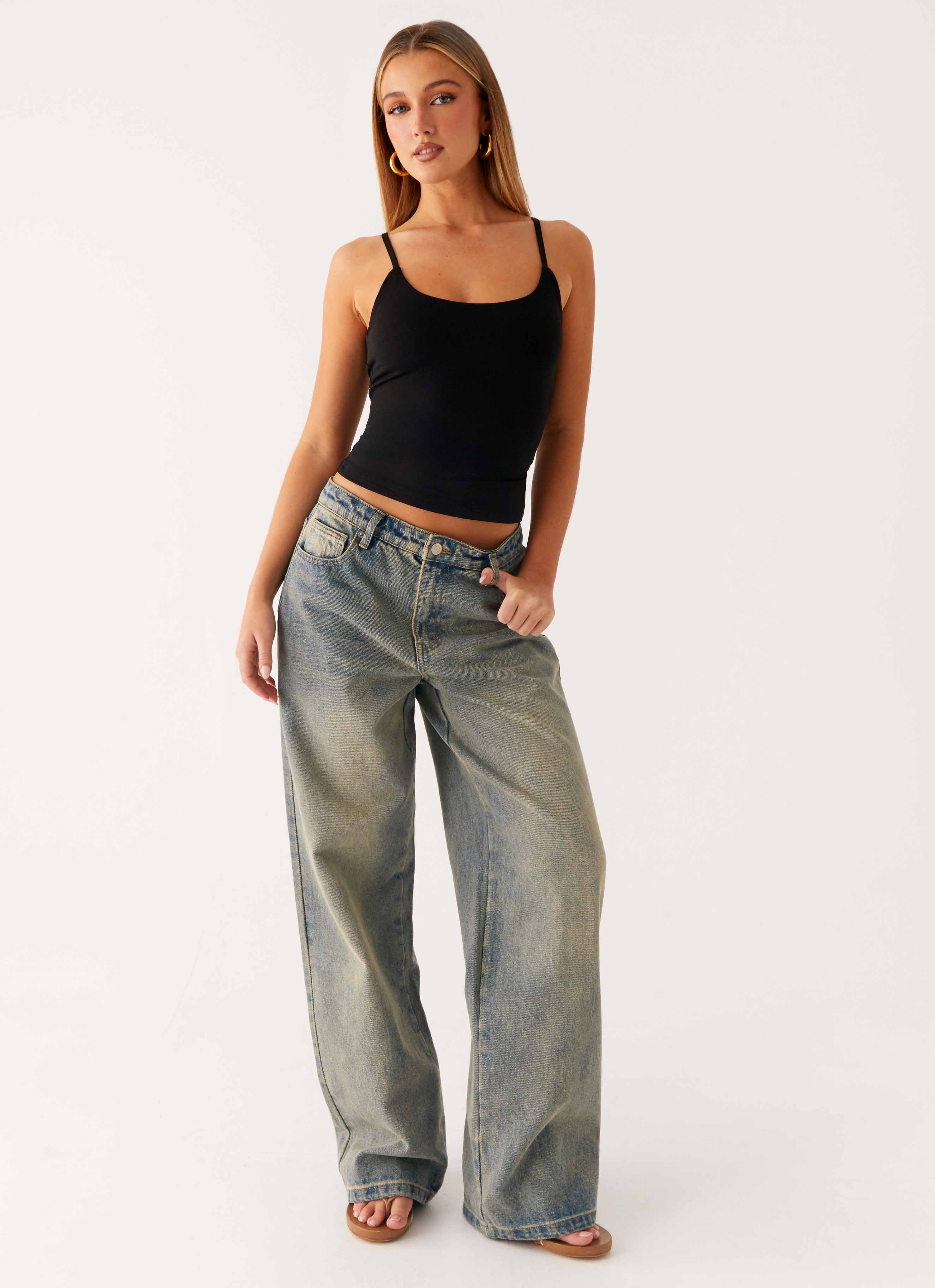 Keanna Low Rise Denim Jeans Dirty Wash