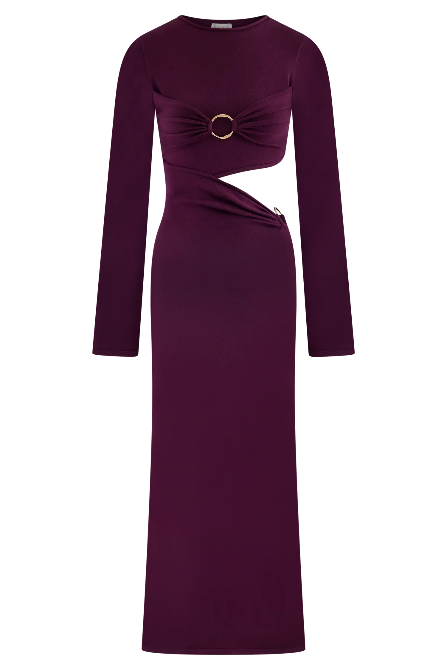 Azariah Long Sleeve Knit Midi Dress Plum