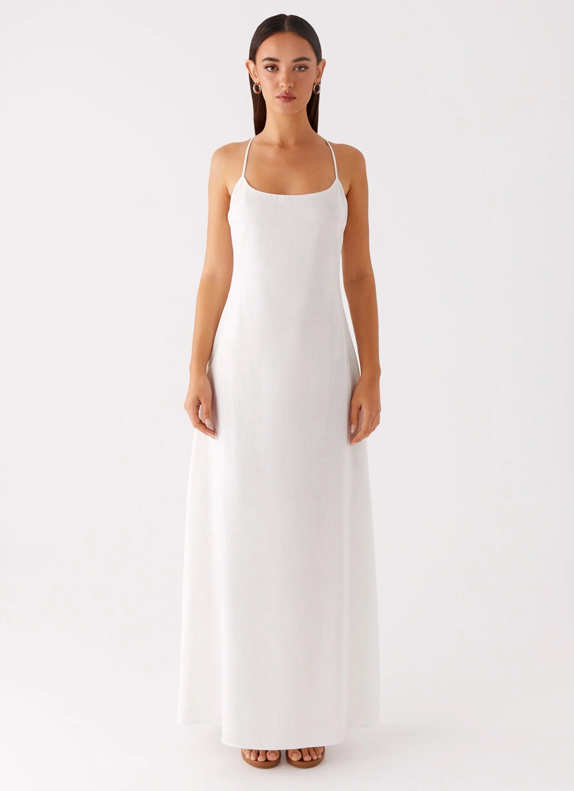 Madeleine Scoop Neck Maxi Dress Off White