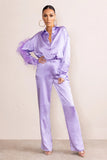 Evening Memories Lilac Satin Wide Leg Trousers