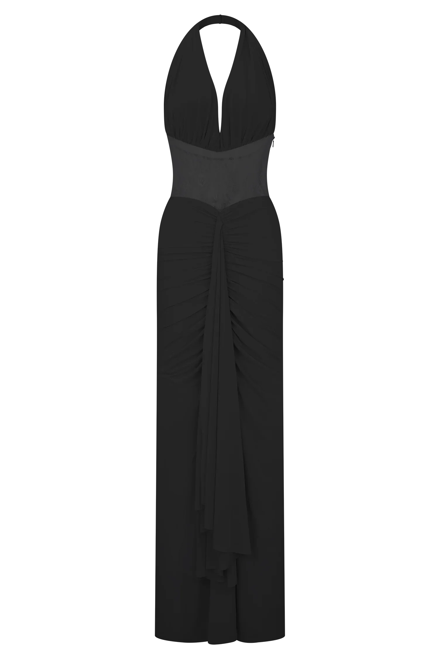 Bonnie Slinky And Lace Maxi Dress Black