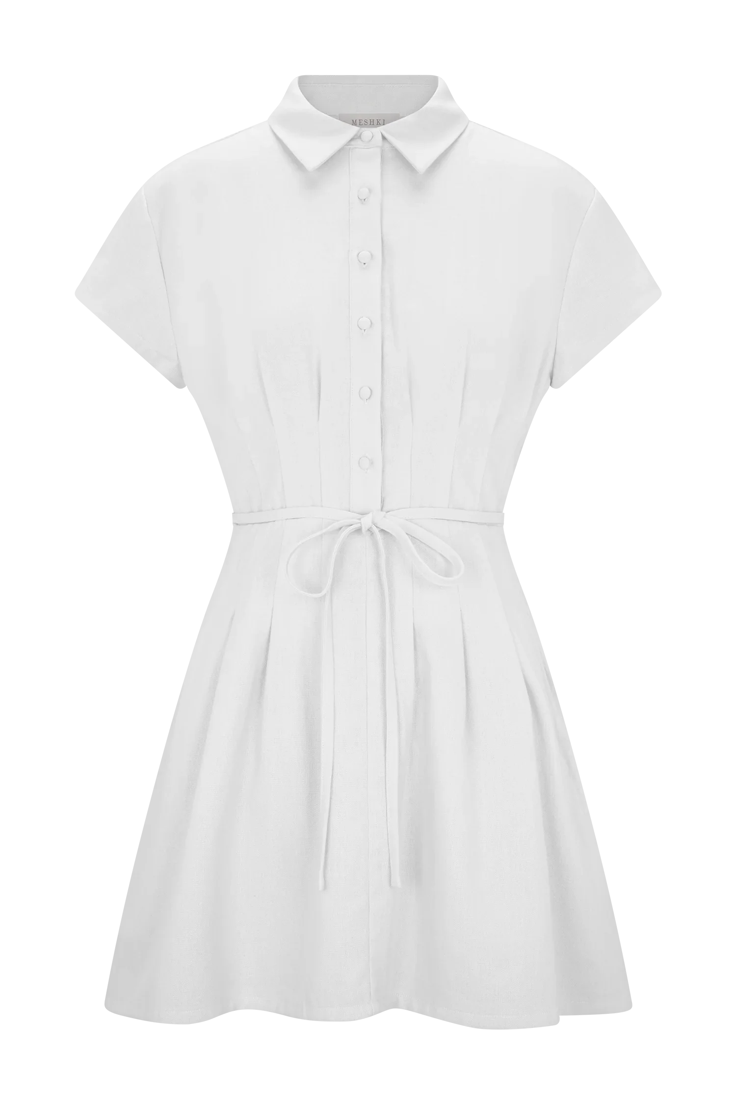 Aysha Buttoned Linen Mini Dress White