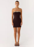 Leroy Button Mini Dress Chocolate