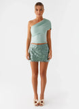 Made For You Low Rise Sequin Mini Skirt Mint