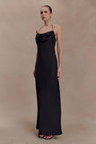 Lydia Cowl Neck Satin Maxi Dress Black