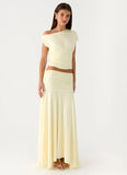 Liana Ruched Maxi Skirt Yellow