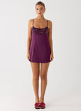 Zion Beaded Micro Mini Dress Mulberry