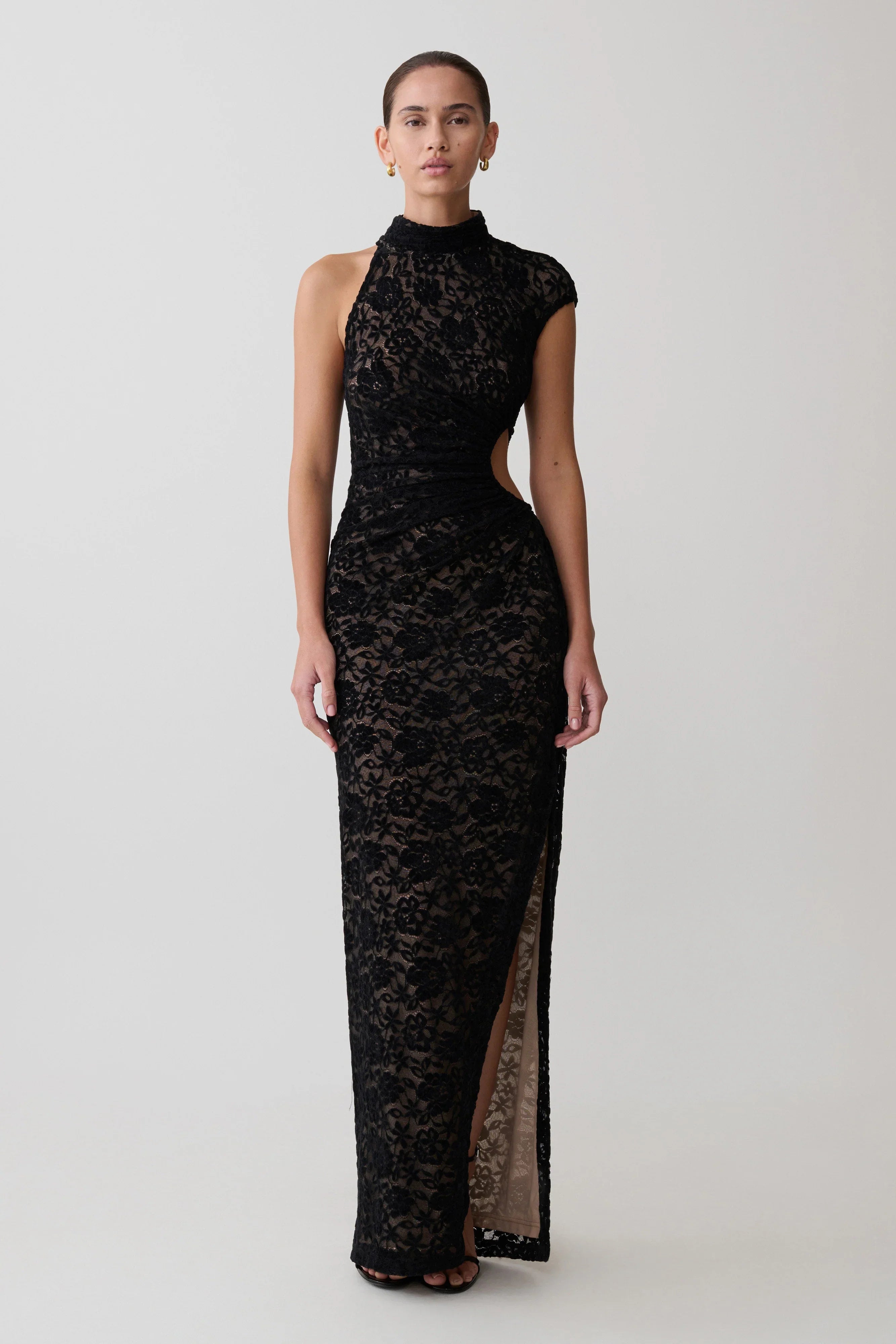 Trinh One Shoulder Maxi Dress Black