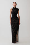 Trinh One Shoulder Maxi Dress Black