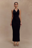 Ayella Cowl Knit Maxi Dress Black