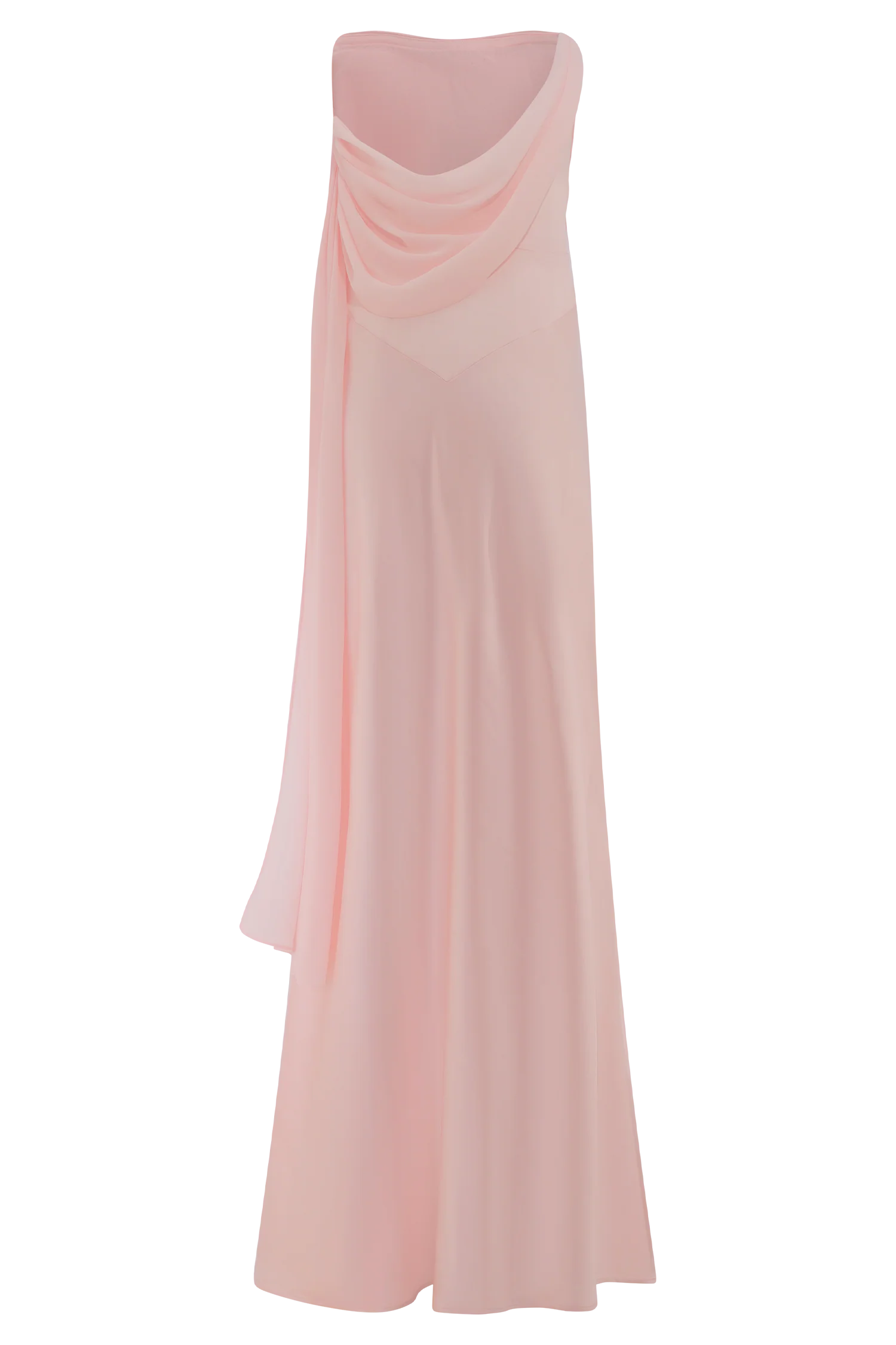 Carah Satin And Chiffon Maxi Dress Pale Pink