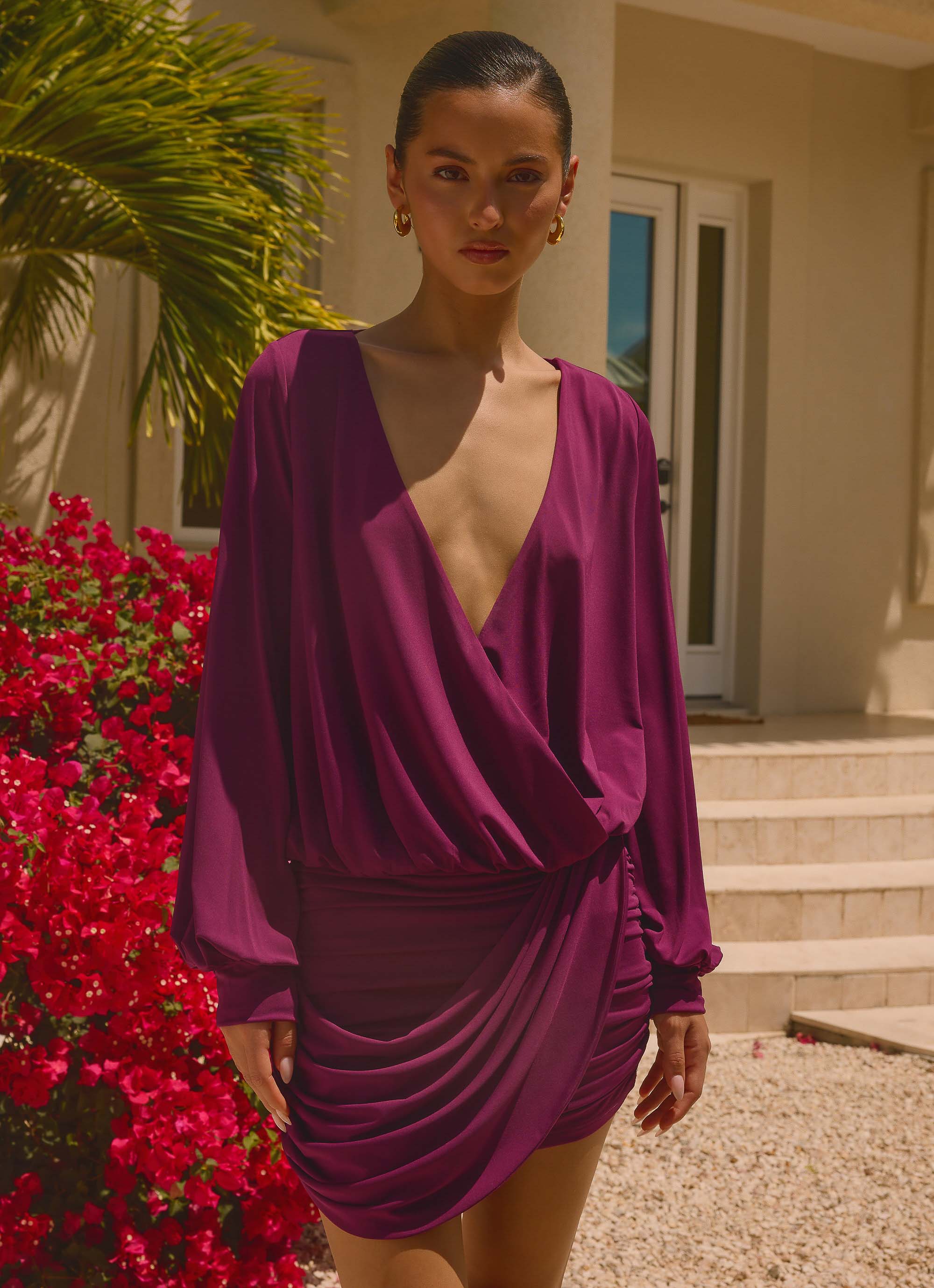 Ettah Wrap Mini Skirt Plum
