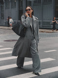 Grey Tailored Belted Longline Trench Coat