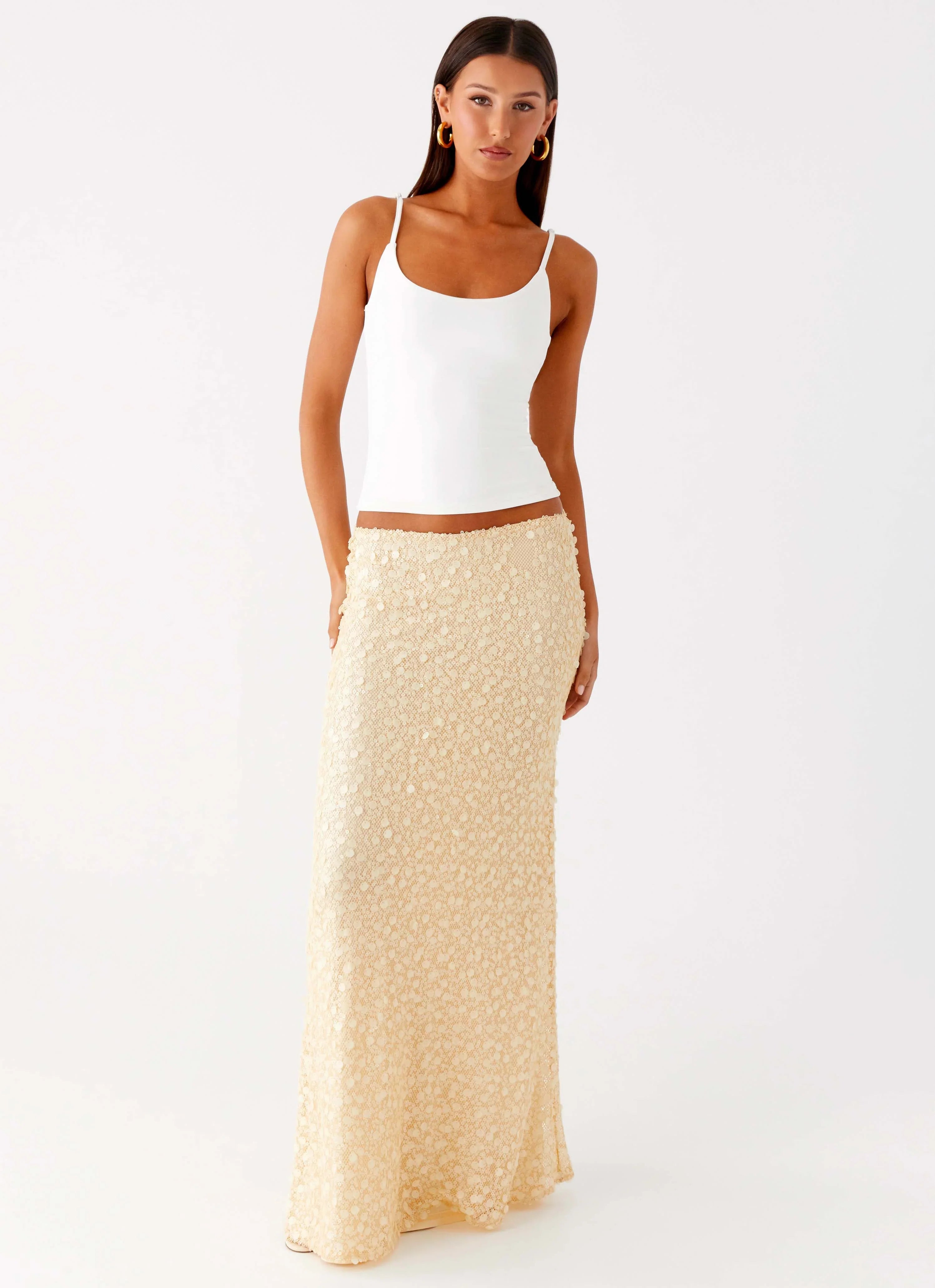 Honestly Sequin Maxi Skirt Yellow