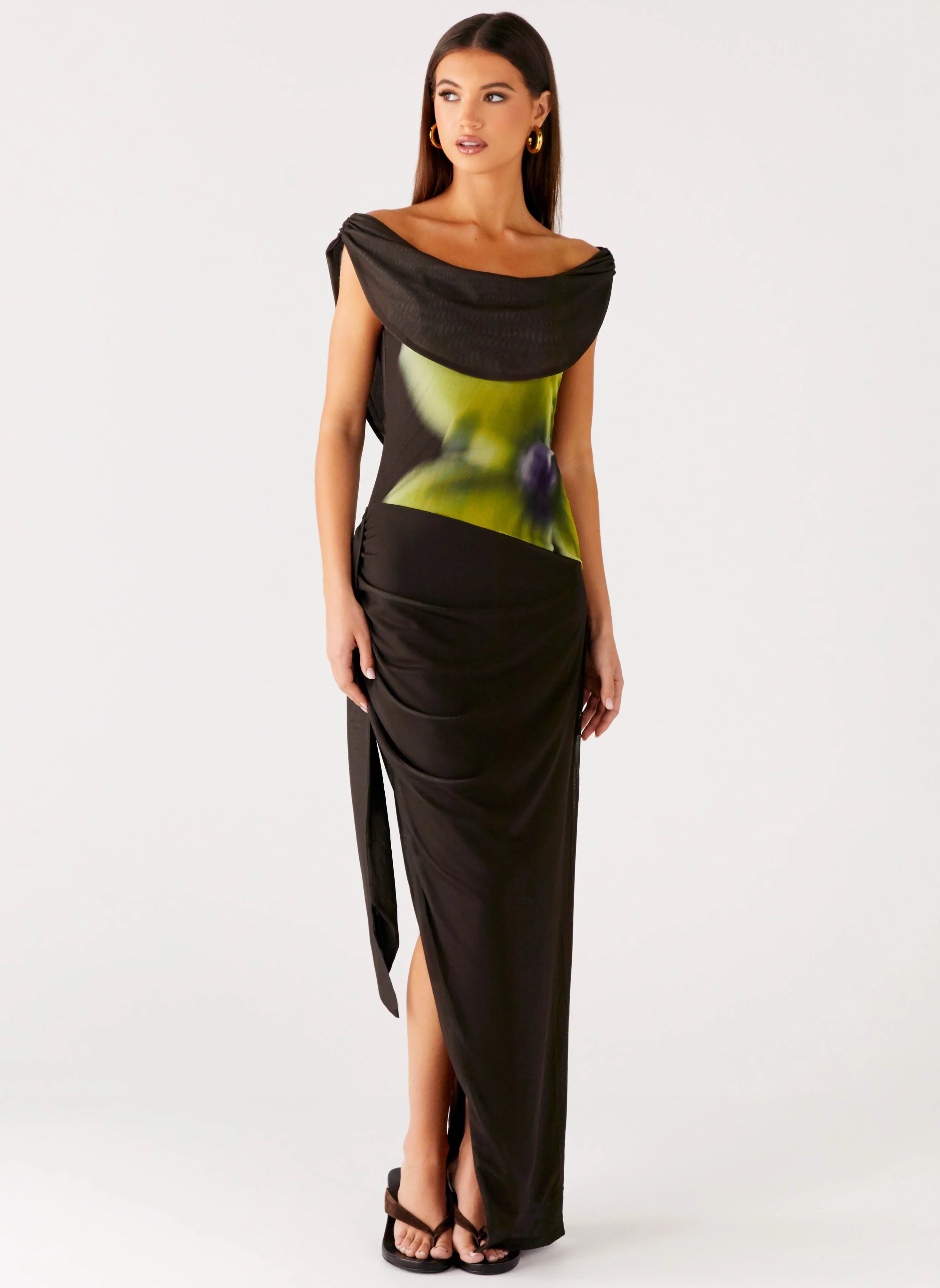 Good Fortune Maxi Dress Lime Flower